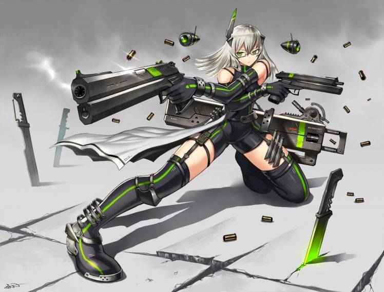 GiA, Original Characters, Anime, Weapon, Gun, Glasses, Anime Girls HD Wallpaper Desktop Background