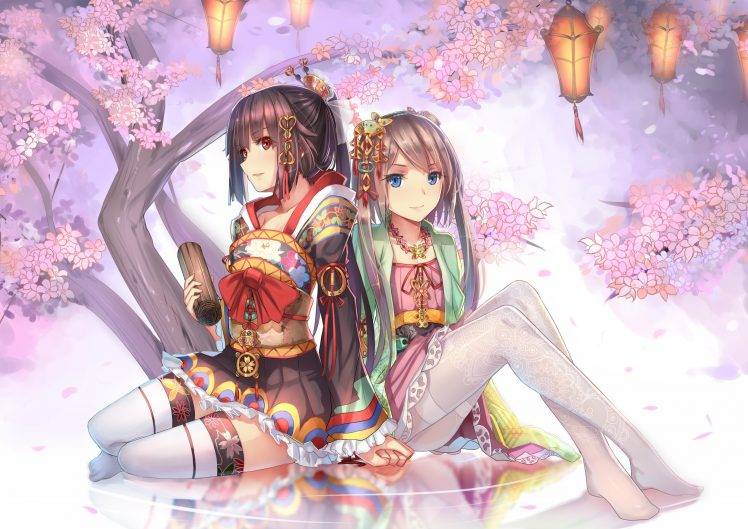 original Characters, Anime, Japanese Clothes, Cherry Blossom, Anime Girls, Manga HD Wallpaper Desktop Background