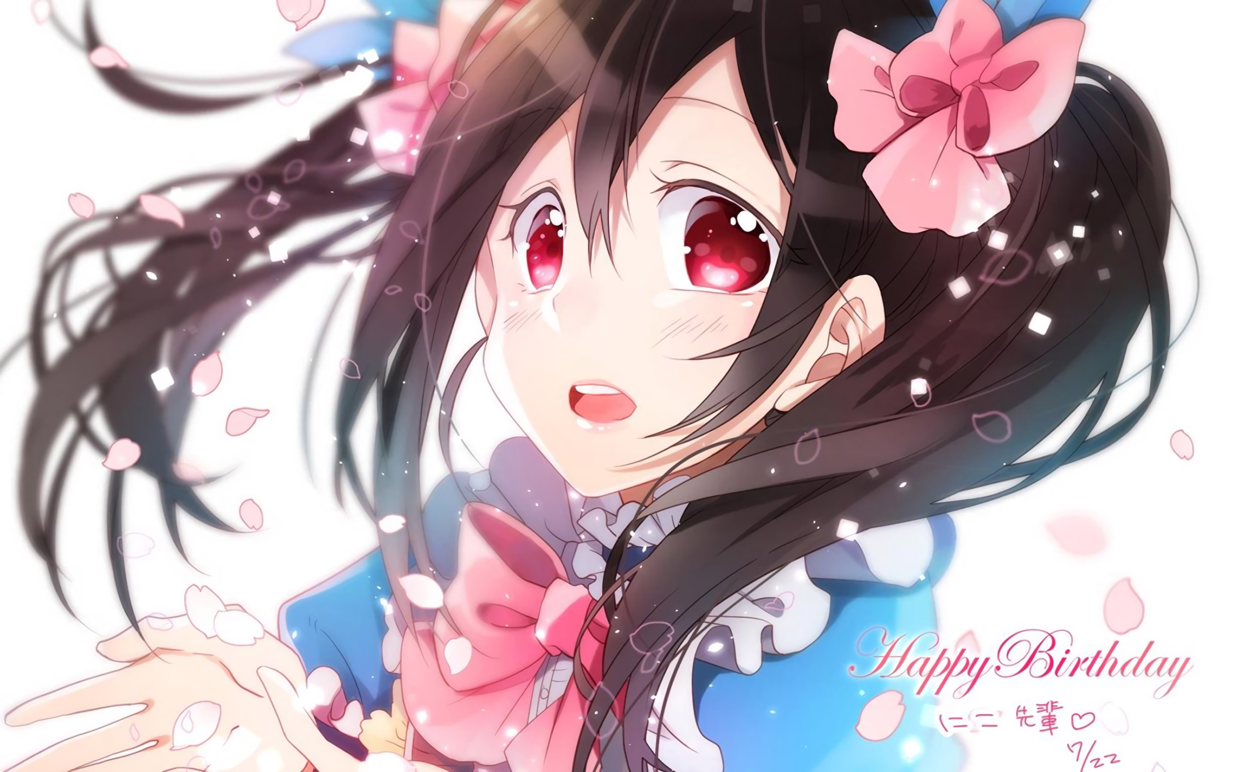 Red Eyes Open Mouth Brunette Love Live Yazawa Nico Twintails Anime Anime Girls Bowtie 3292