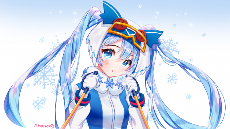 anime, Hatsune Miku, Vocaloid, Snow Miku 2016, Yuki Miku HD Wallpaper Desktop Background
