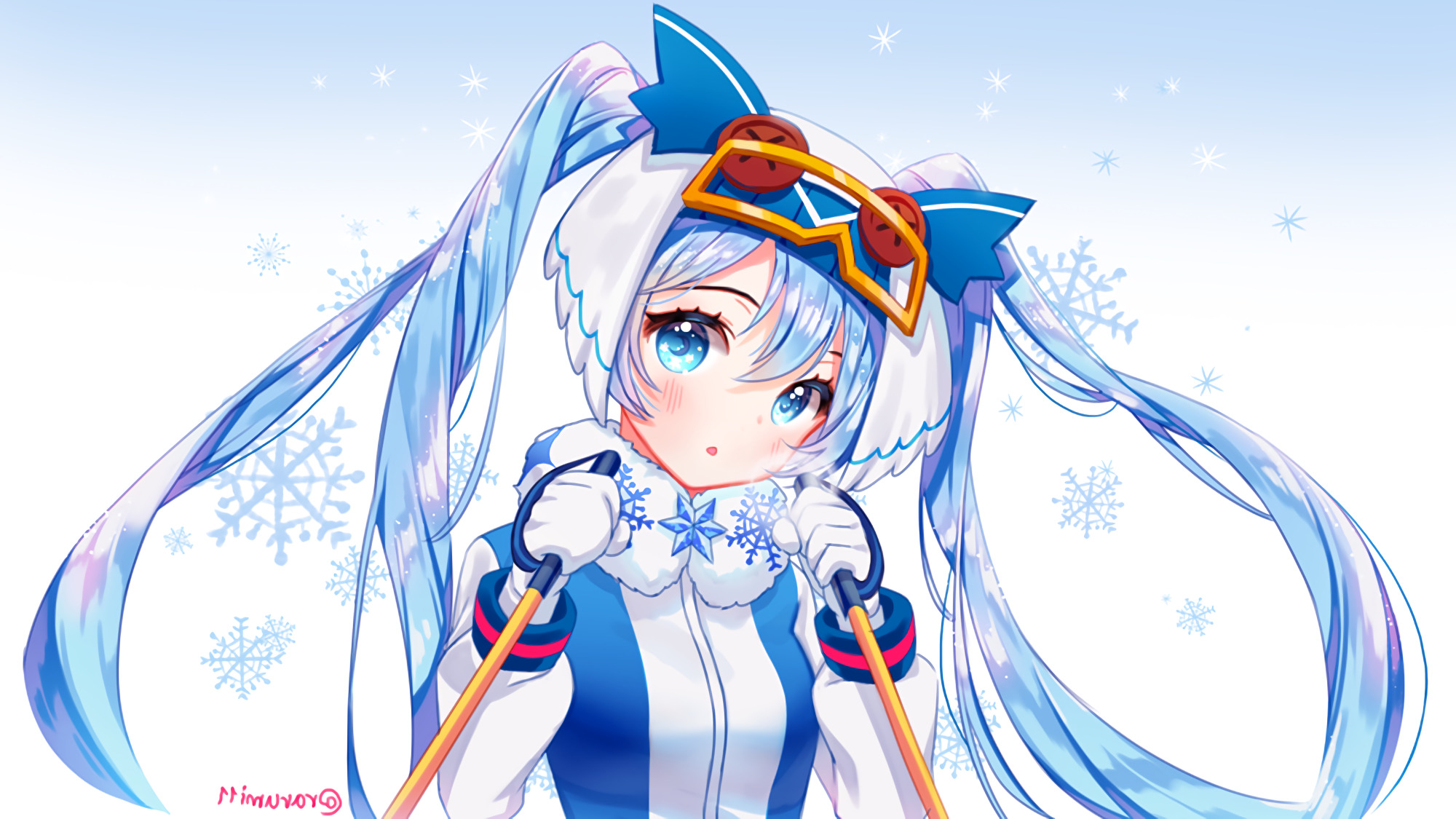 anime, Hatsune Miku, Vocaloid, Snow Miku 2016, Yuki Miku Wallpaper