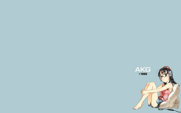 original Characters, AKG, K1000, Headphones, Glasses, Anime Girls HD Wallpaper Desktop Background
