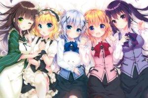 anime, Anime Girls, Gochuumon Wa Usagi Desu Ka?, Kafuu Chino, Hoto Kokoa, Tedeza Rize, Kirima Sharo, Ujimatsu Chiya