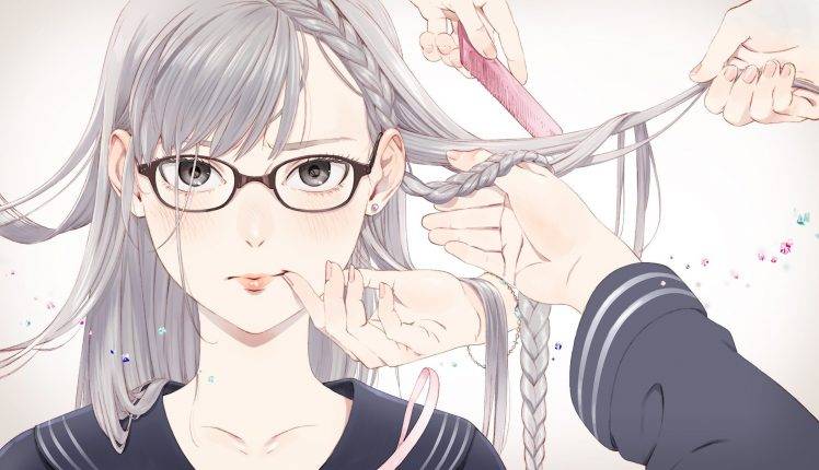 braids, Original Characters, Anime, Anime Girls, Glasses HD Wallpaper Desktop Background