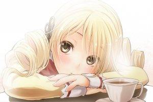 blonde, Coffee, Anime Girls, Mahou Shoujo Madoka Magica, Tomoe Mami