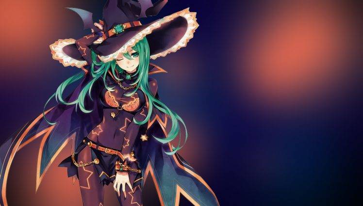 witch, Green Hair, Anime, Anime Girls HD Wallpaper Desktop Background