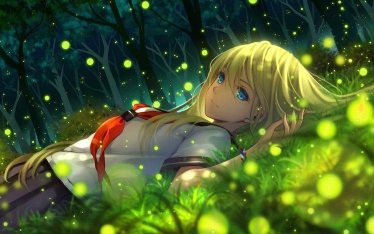 anime, Anime Girls, Grass HD Wallpaper Desktop Background