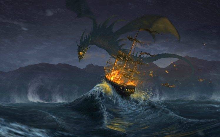 dragon, Fantasy Art, Fire HD Wallpaper Desktop Background