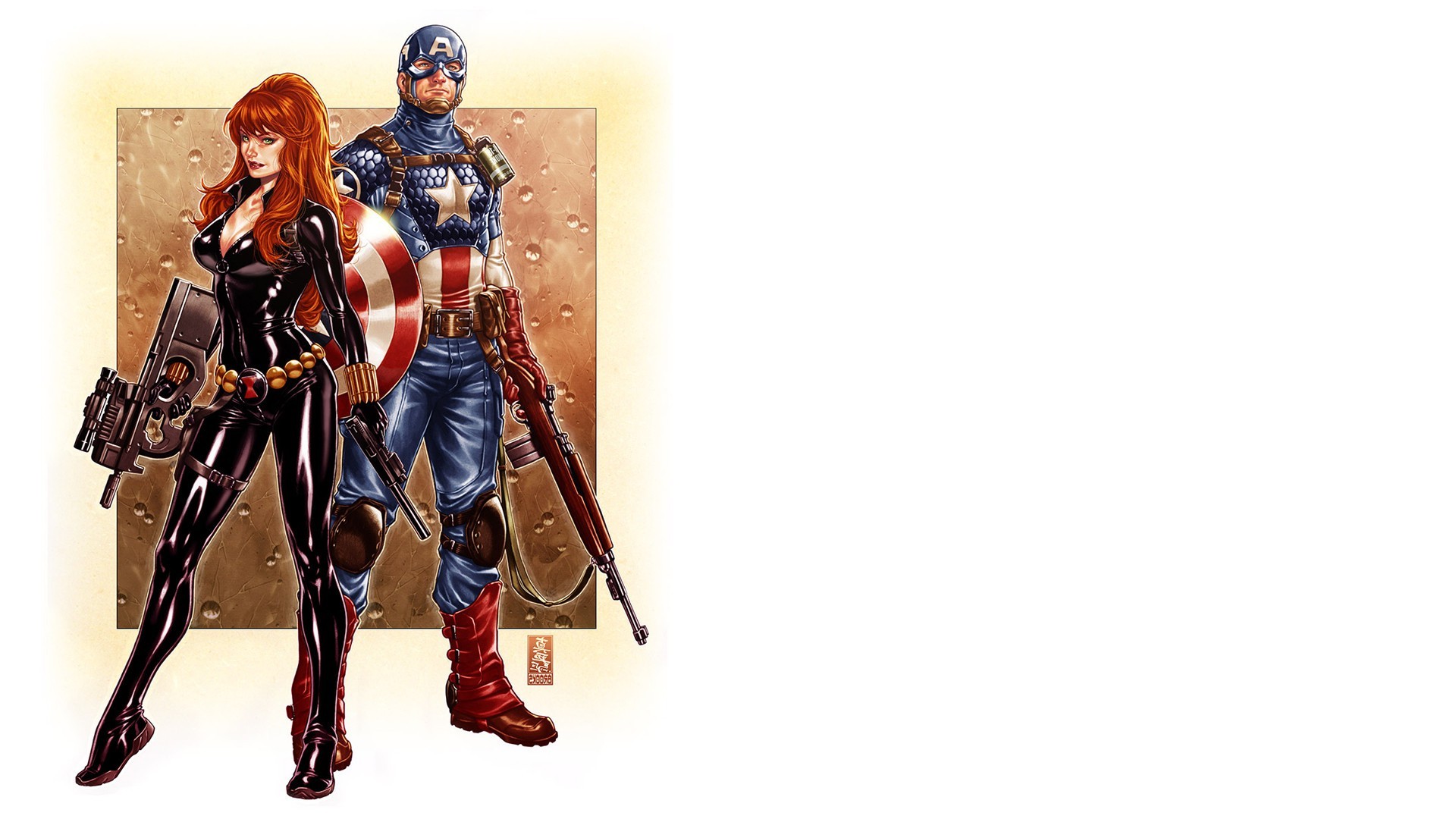 fantasy Art, Captain America, Black Widow Wallpaper