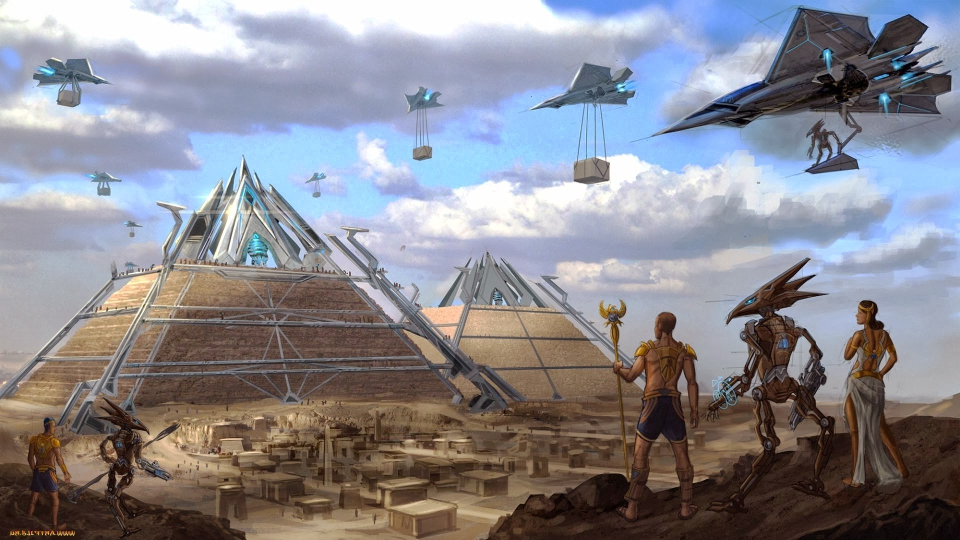 pyramid, Fantasy Art, Futuristic Wallpaper