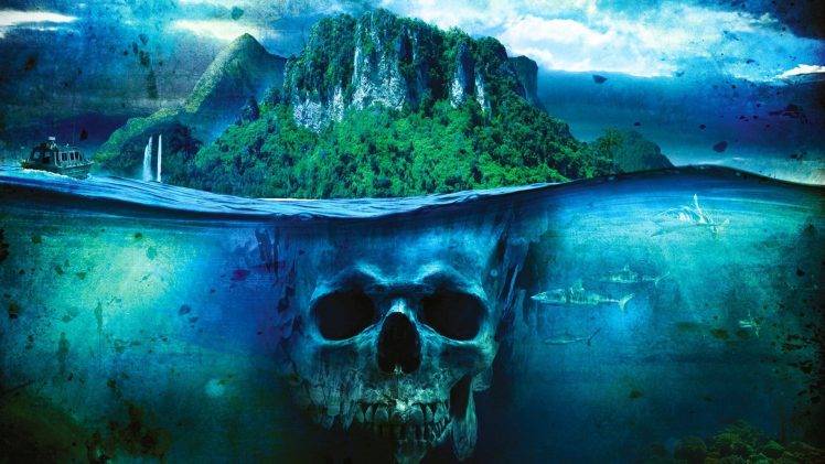 sea, Fantasy Art, Ship, Skull, Island, Shark, Boat, Far Cry 3, Split View HD Wallpaper Desktop Background