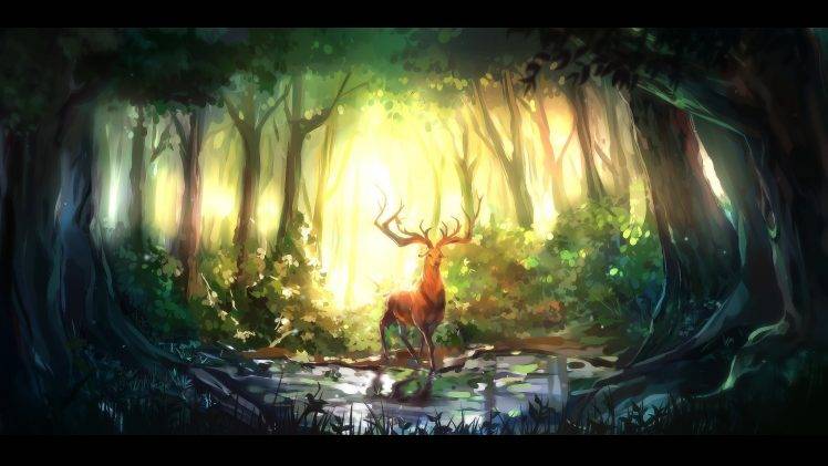 fantasy Art, Deer HD Wallpaper Desktop Background