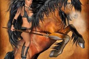 war Horse, Women, Fantasy Art