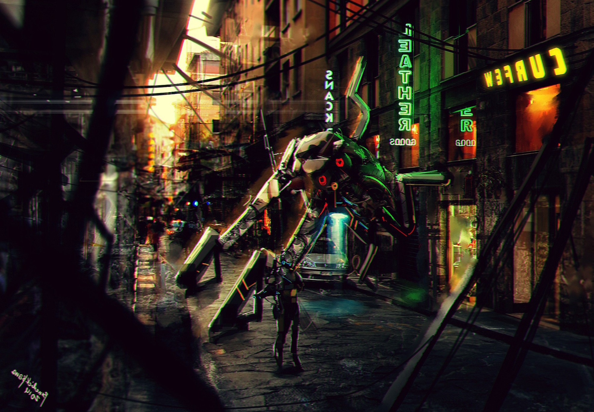 artwork Fantasy Art Concept Art Mech Robot City 