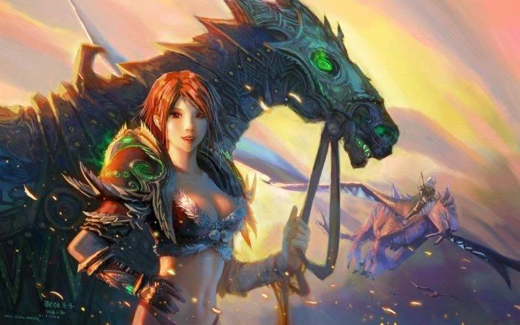 fantasy Art, Dragon, Yaorenwo, Horse HD Wallpaper Desktop Background