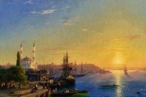 fantasy Art, Painting, Boat, Coast, Ivan Aivazovsky, Classic Art, Sunset