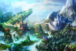 colorful, Castle, Huge, Fantasy Art