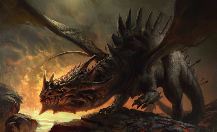 dragon, Fire, Fantasy Art HD Wallpaper Desktop Background