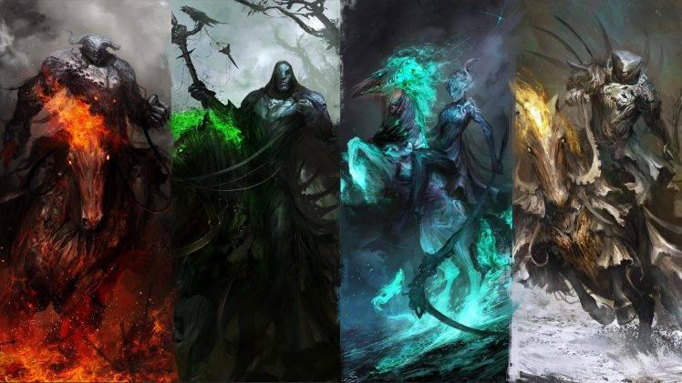 horse, Warrior, Four Horsemen Of The Apocalypse, Fantasy Art HD Wallpaper Desktop Background