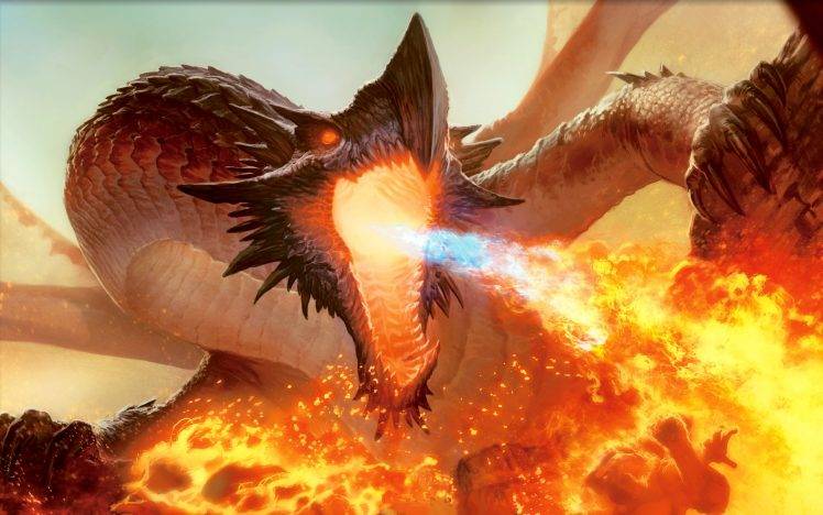 dragon, Fire, Fantasy Art, Magic: The Gathering HD Wallpaper Desktop Background