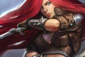 redhead, Knife, Fantasy Art, League Of Legends, Katarina