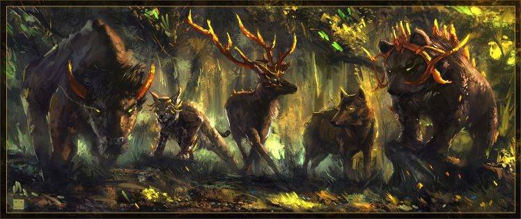 fantasy Art, Wolf, Bears HD Wallpaper Desktop Background