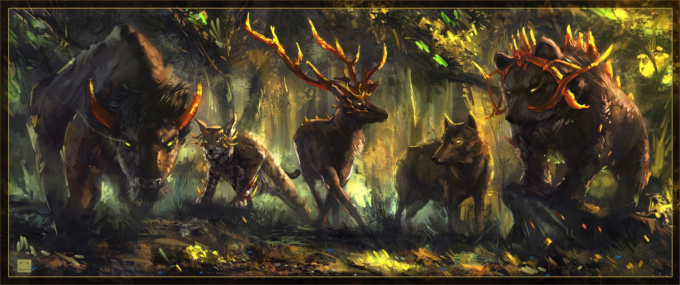 fantasy Art, Wolf, Bears Wallpaper