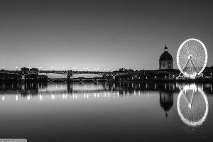France, Ferris Wheel, Bridge, River, Reflection