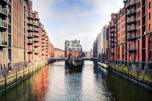 Hamburg, Germany, Cityscape, River, Canal, Bridge, Apartments