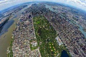 cityscape, Building, Central Park, New York City, Aerial View, River, Panoramas