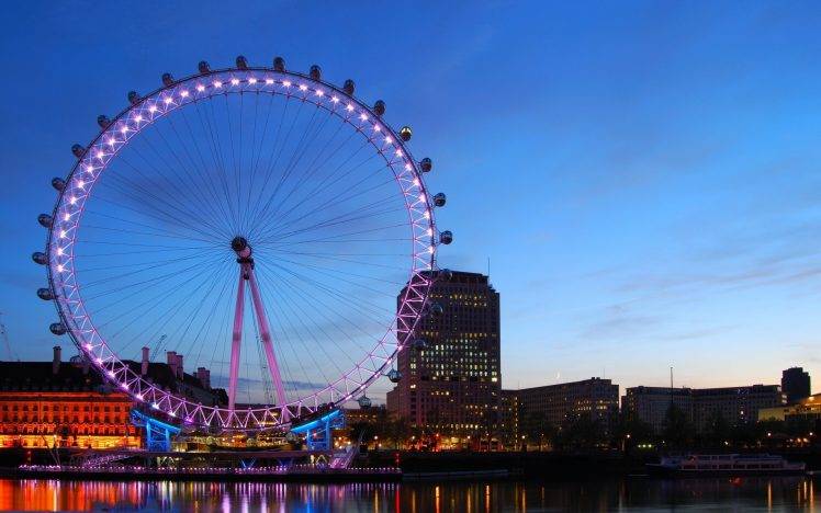 ferris Wheel, Reflection, London Eye, River Thames HD Wallpaper Desktop Background