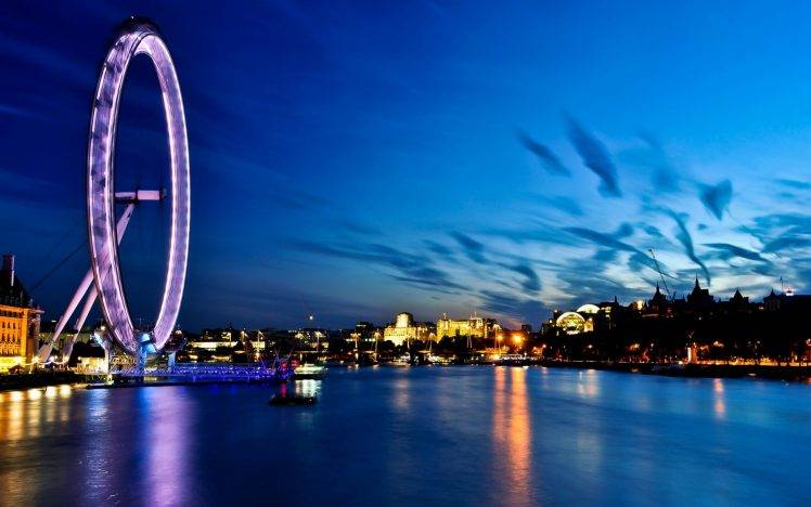 ferris Wheel, Sea, Boat, London Eye, London, River Thames Wallpapers HD /  Desktop and Mobile Backgrounds