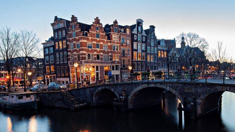 Amsterdam, Bridge, City, River, Building HD Wallpaper Desktop Background