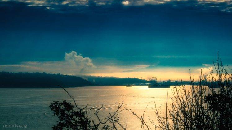 Seattle, Nature, Sunset, Water, Sea, Boat HD Wallpaper Desktop Background