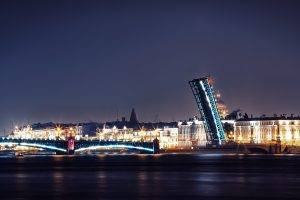 cityscape, Architecture, Night, Lights, Long Exposure, Building, Bridge, River, Russia, Cathedral