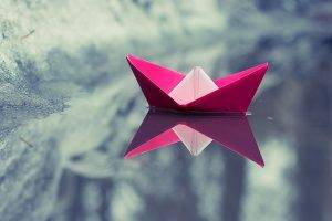 boat, Paper Boats, Water, Ice, Reflection, Nature, Lake, Origami