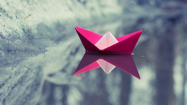 boat, Paper Boats, Water, Ice, Reflection, Nature, Lake, Origami HD Wallpaper Desktop Background