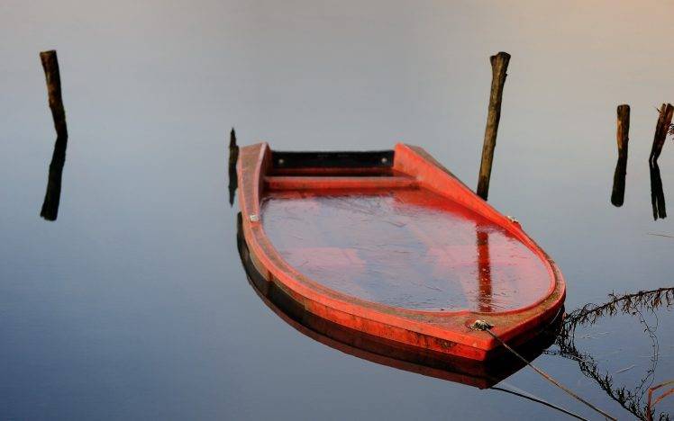 boat, Water, Ice, Reflection, Nature, Lake, Wood, Frost HD Wallpaper Desktop Background