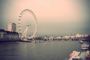 London, Water, Ferris Wheel, River Thames