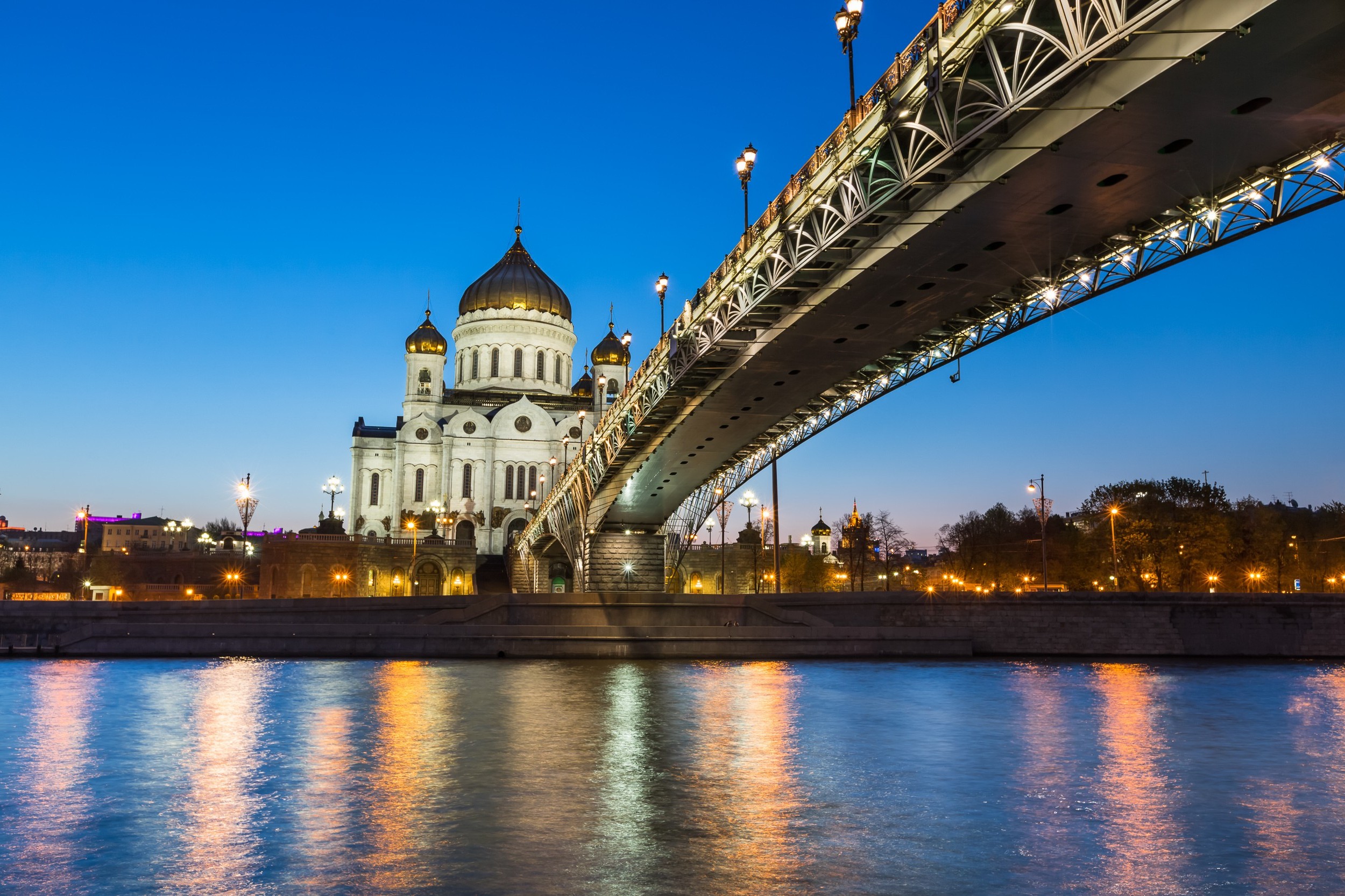 bridge, Water, River, Trees, Cityscape, Lights, Cathedral, Reflection, Architecture Wallpaper