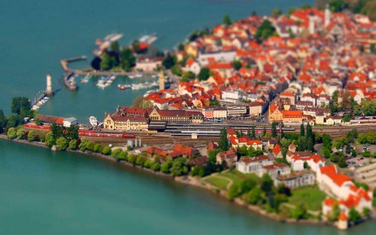 Lindau, Germany, Coast, Cityscape, Tilt Shift, Lake Constance HD Wallpaper Desktop Background