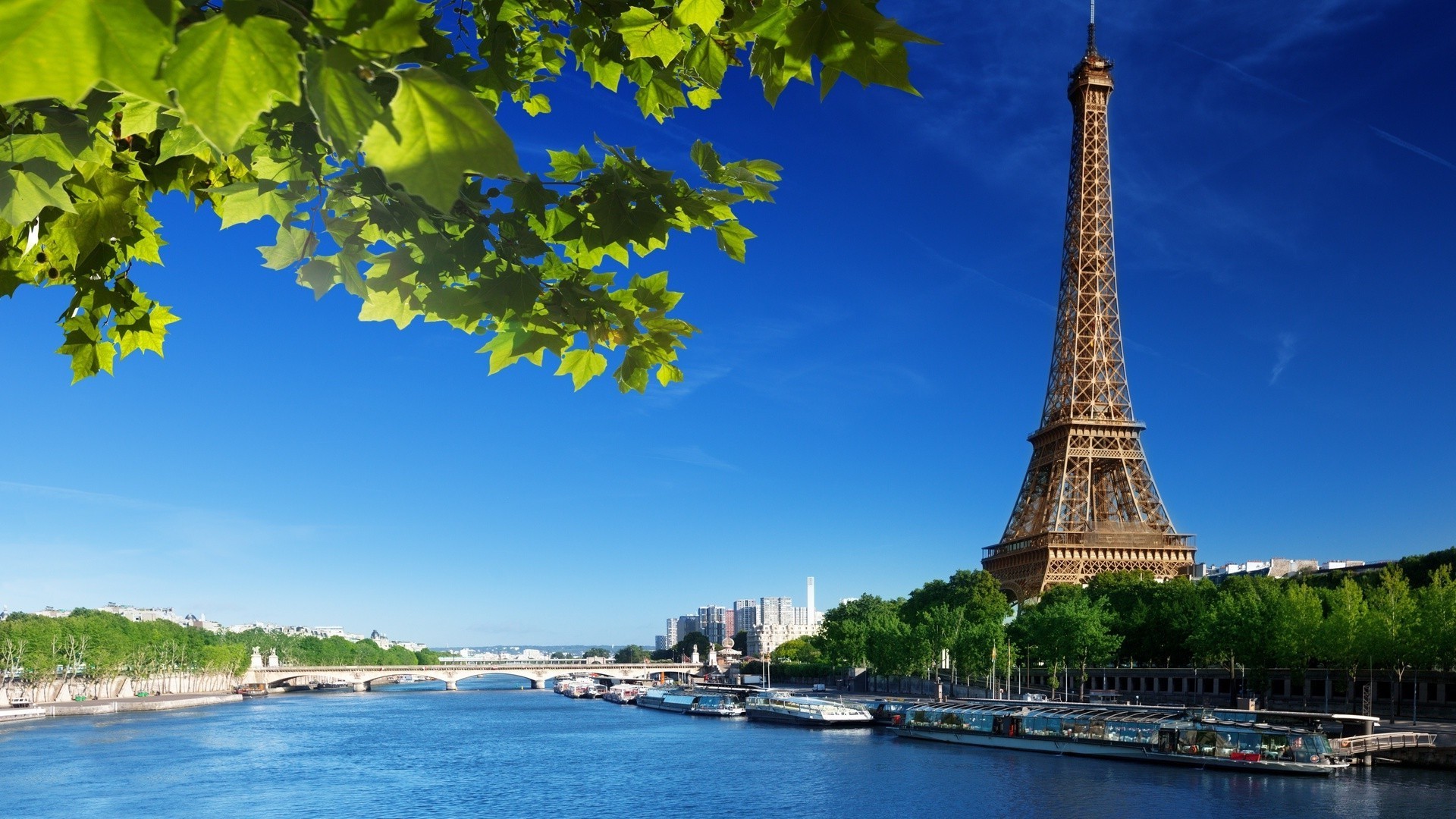 Paris, Eiffel Tower, River, Boat Wallpaper