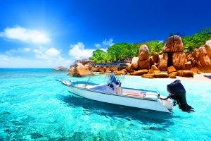 Seychelles, Boat, Sea, Nature