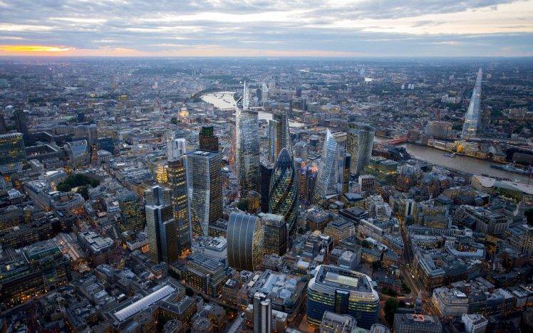 city, Cityscape, Skyscraper, London, England, Sunset, Building, River, River Thames HD Wallpaper Desktop Background