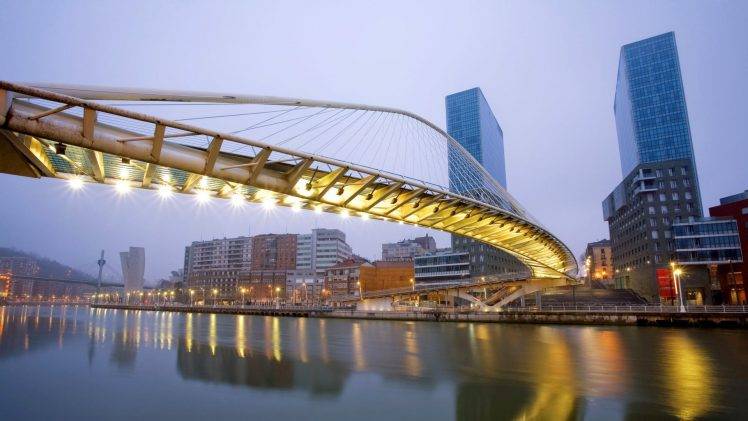cityscape, Bridge, River, Reflection, Building, Bilbao HD Wallpaper Desktop Background