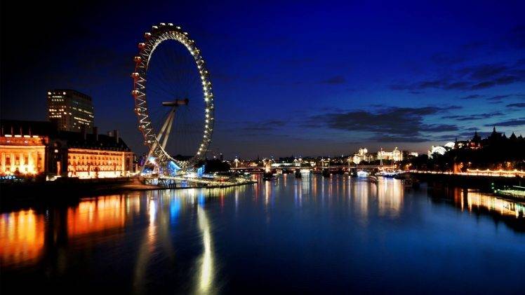 cityscape, Reflection, River, London Eye, River Thames, UK HD Wallpaper Desktop Background
