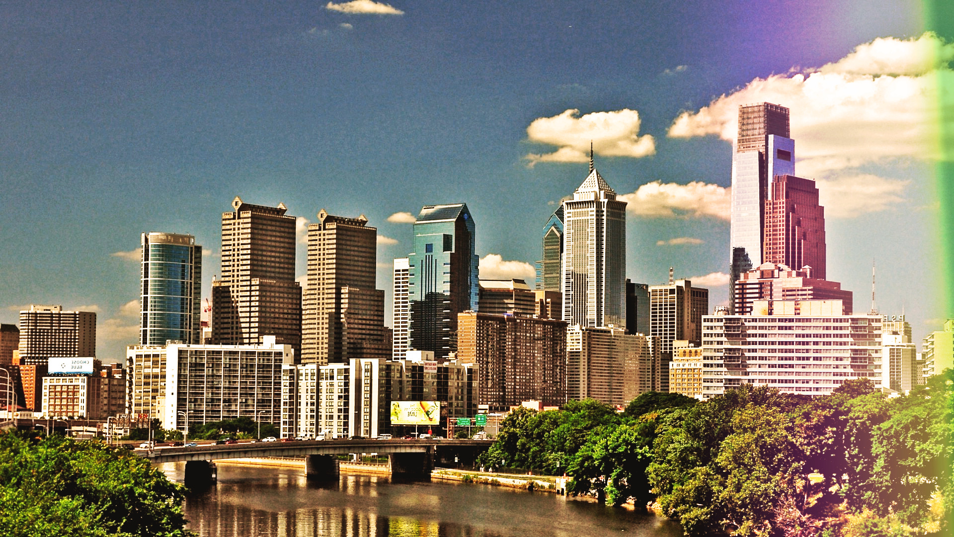 Philadelphia, HDR, Cityscape, Building, River, Bridge, Clouds, Reflection Wallpaper
