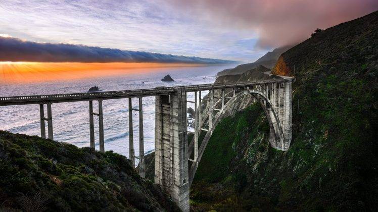 nature, Bixby Bridge, Mountain, Bridge, California HD Wallpaper Desktop Background