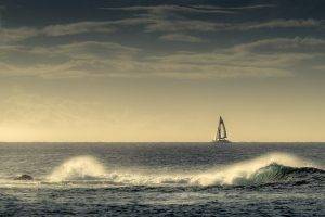 sea, Nature, Boat, Clouds, Surfing