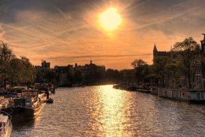 Amsterdam, Nature, River, Sun, Boat